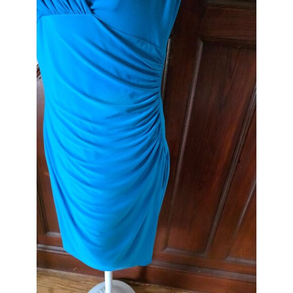 Lauren Ralph Lauren Blue Sleeveless Ruched Dress Size 10 - Picture 3 of 8